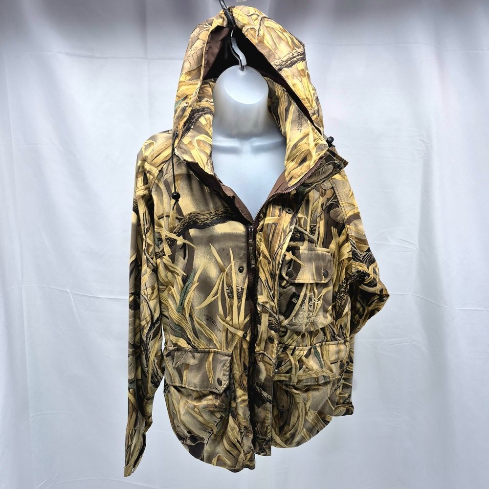 Vtg Ducks Unlimited GORE-TEX Advantage Wetlands Camo Hunting Jacket Parka Large